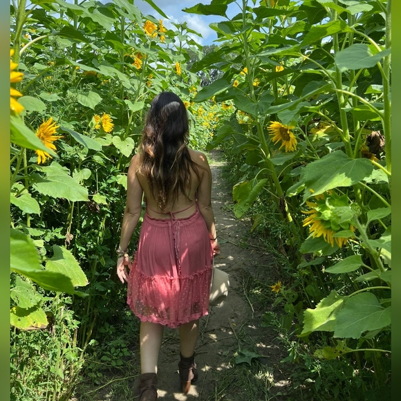Pink Lace Mini Short Dresses - Picture 2 of 6